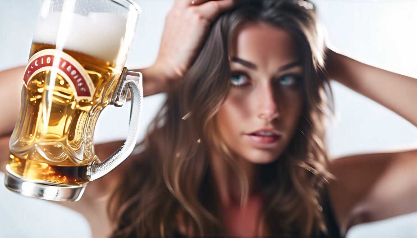 Alcohol overdose: woman not feeling well